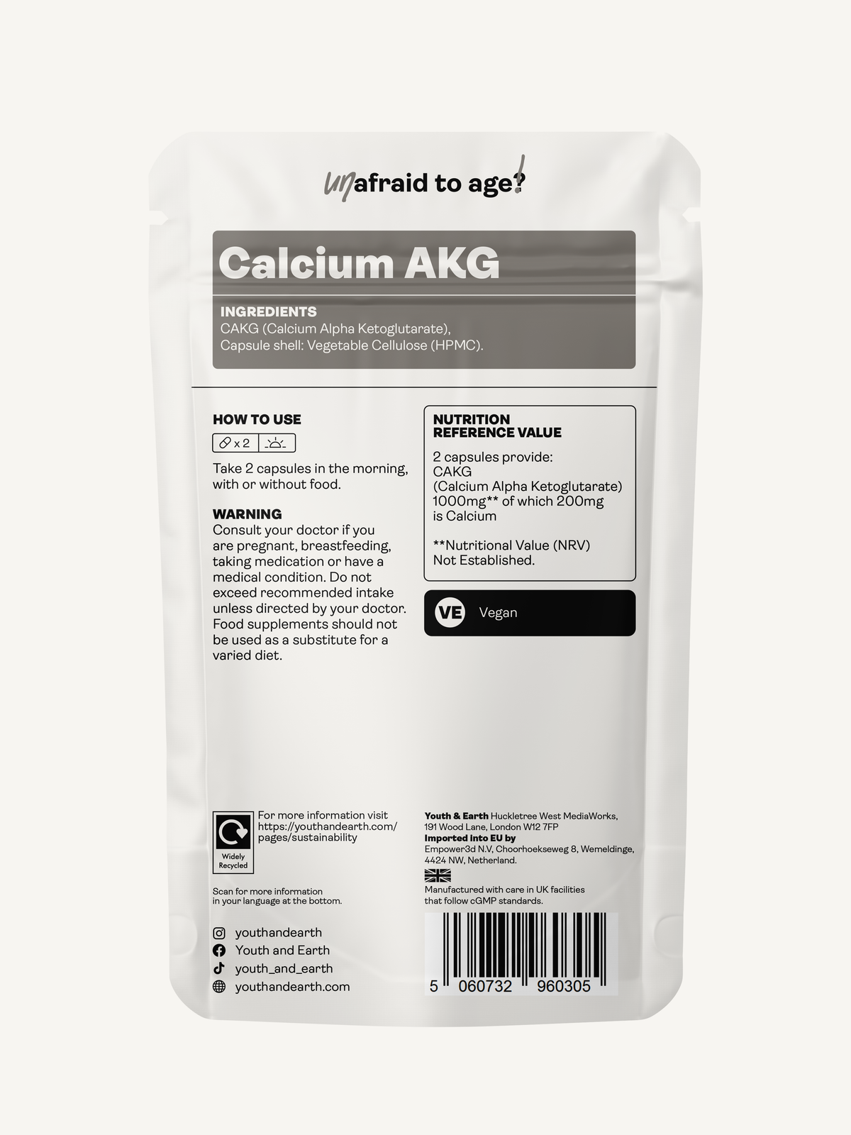 Calcium Alpha Keto-Glutarate (CALCIUM AKG) - 500mg x 60 Capsules