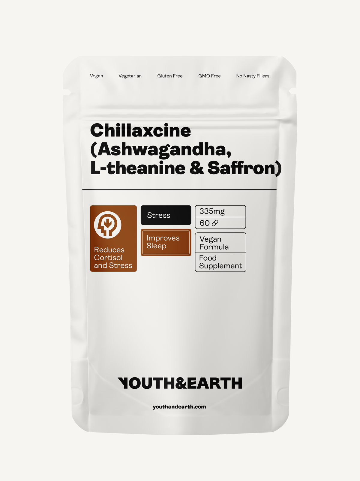CHILLAXCINE (Ashwagandha, L-theanine & Saffron) – 335mg x 60 Capsules