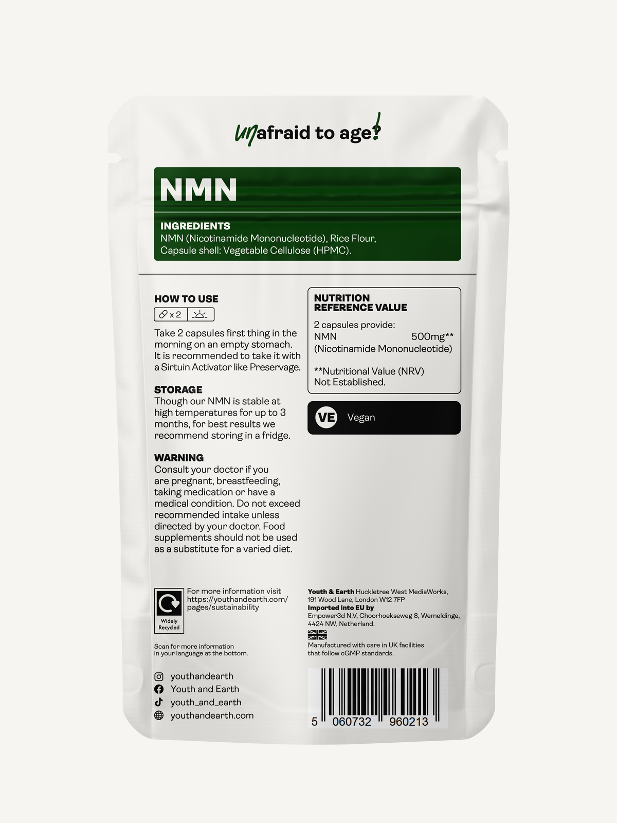 NMN (β-Nicotinamide Mononucleotide) 250mg - 60 Capsules