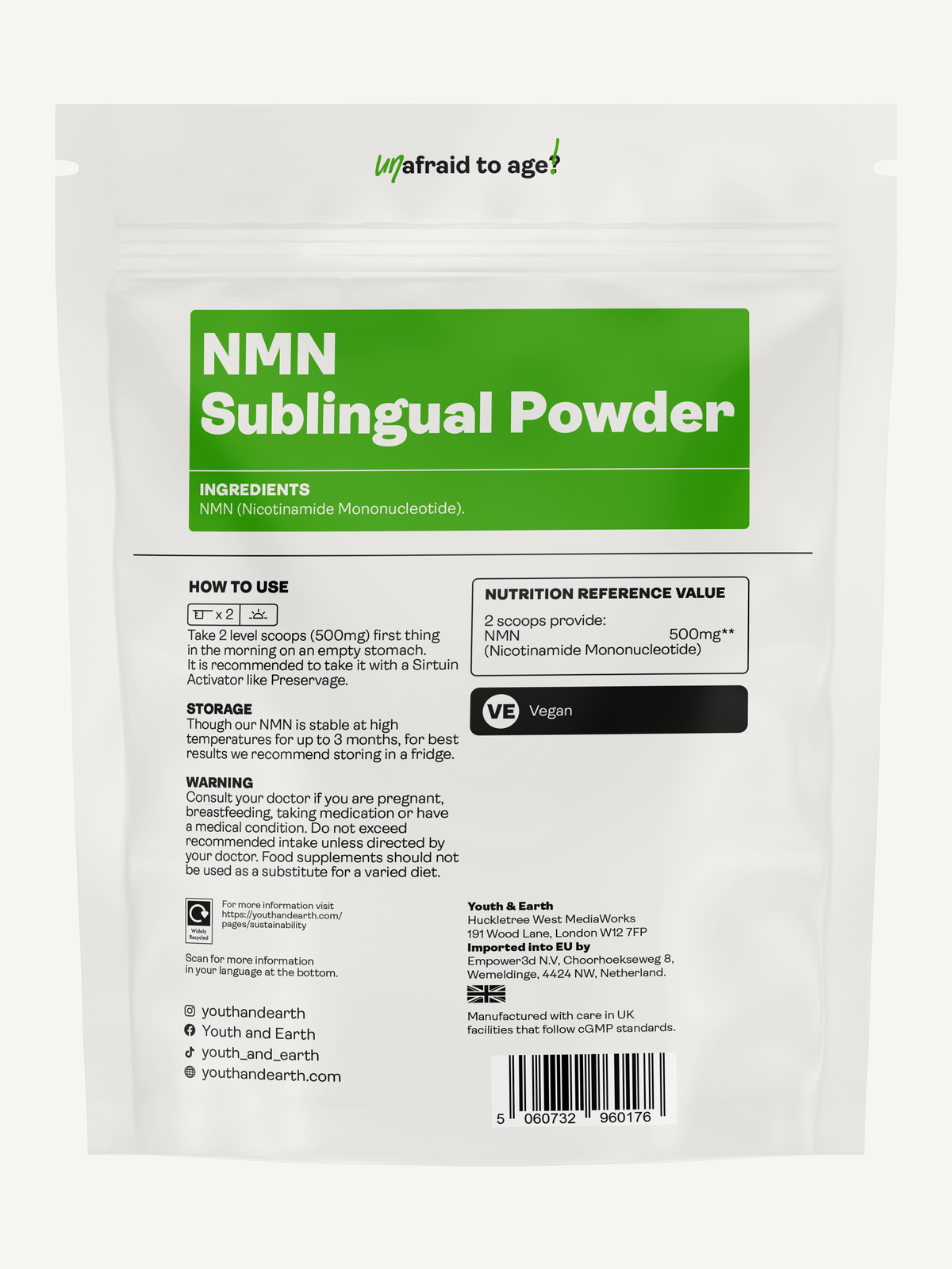 NMN (β-Nicotinamide Mononucleotide) Sublingual Powder 100g