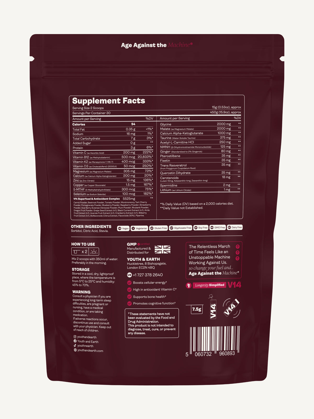 V14 Longevity Reds - 450g Pouch (powder & scoop)