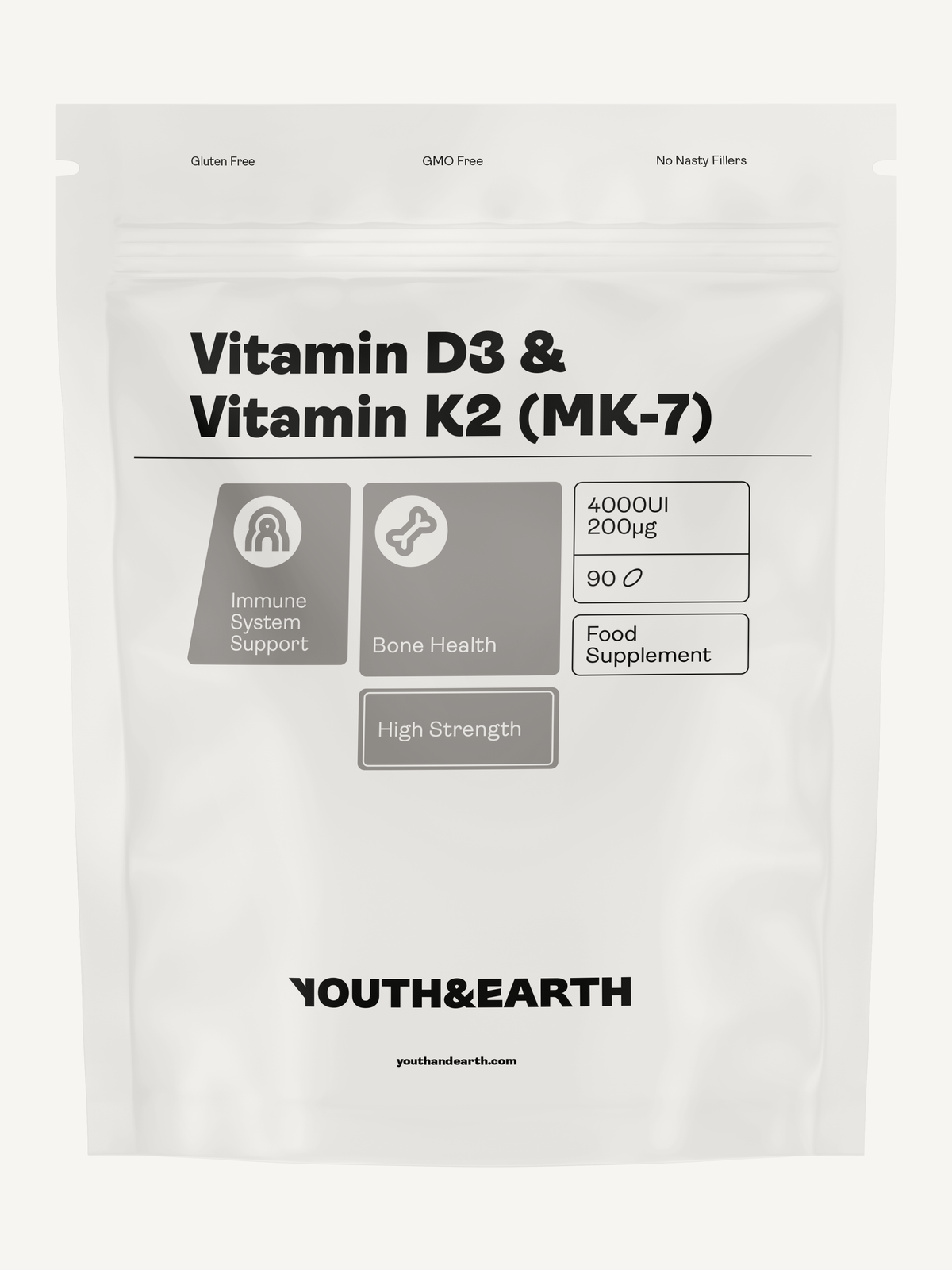 Vitamin D3 4000UI + K2 200mcg x 90 Softgels (3 months supply)